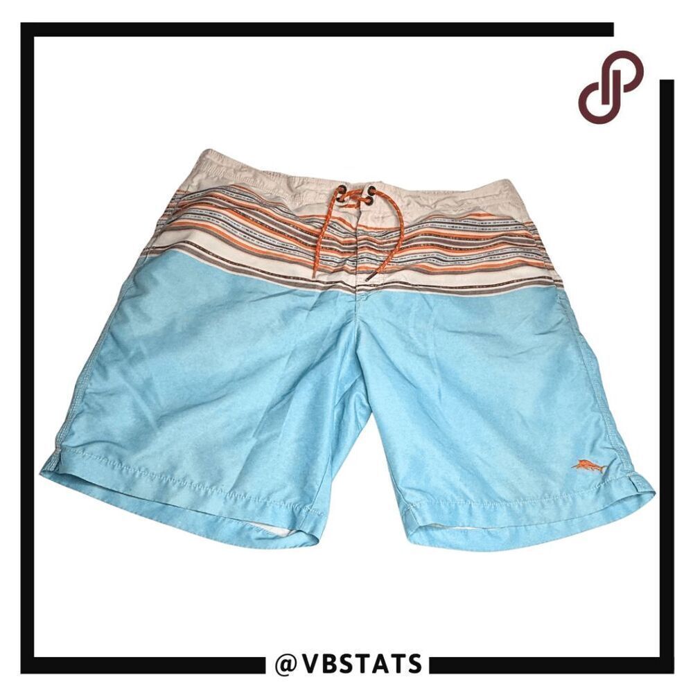 Tommy Bahama Men's Baja Relax Stripe Swim Board Shorts‎ Arroyo Blue Size Small
